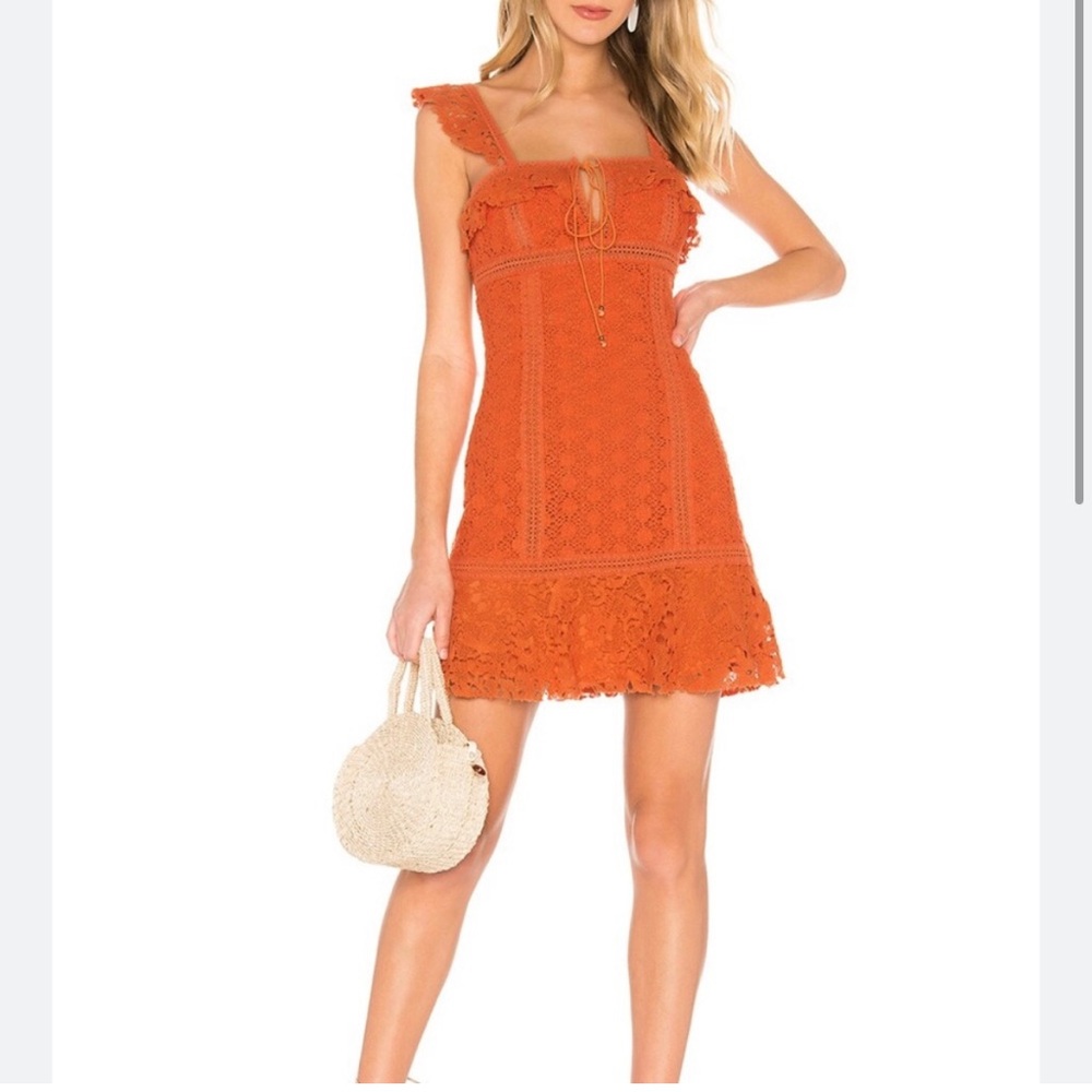 Free People Orange Crochet Mini Dress